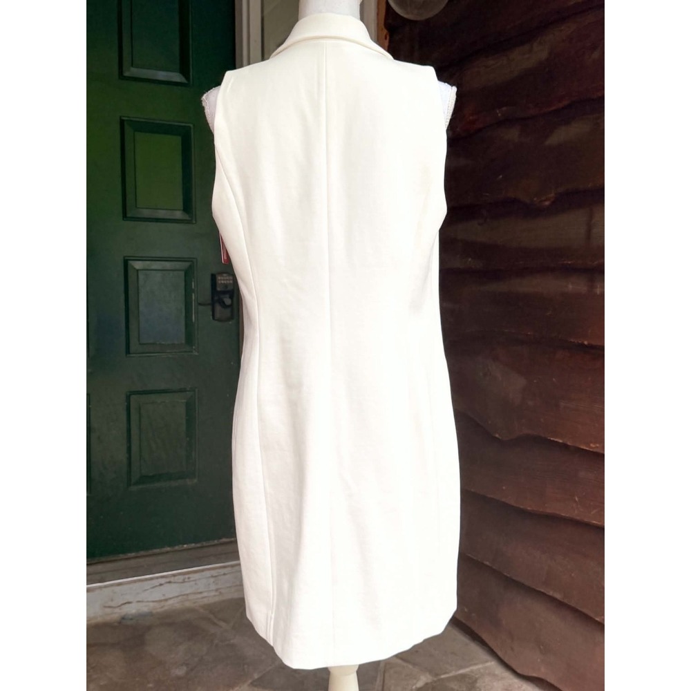 SPANX The Pointe Vest Dress Powder Ivory Sleeveless Blazer Sheath Dress Sz L NWT - Picture 3 of 10